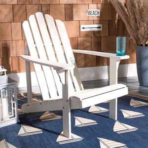 Safavieh TOPHER Adirondack Chair - Classic Eucalyptus Wood Design for Comfortable Outdoor Relaxation Spaces White PAT7027C