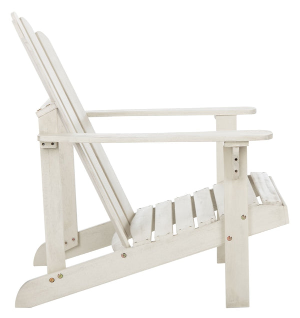 Safavieh TOPHER Adirondack Chair - Classic Eucalyptus Wood Design for Comfortable Outdoor Relaxation Spaces White PAT7027C