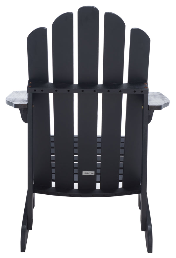 Safavieh Topher Eucalyptus Adirondack Chair - Classic Black Finish For Cozy Outdoor Relaxation & Style Black Wood Pat7027d