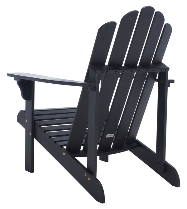 Safavieh Topher Eucalyptus Adirondack Chair - Classic Black Finish For Cozy Outdoor Relaxation & Style Black Wood Pat7027d