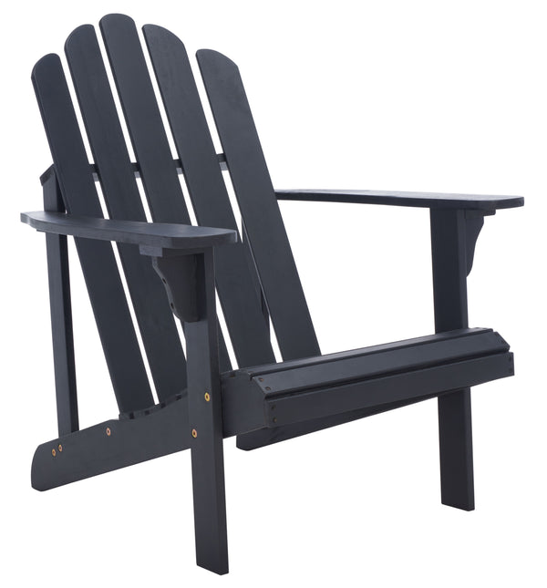 Safavieh Topher Eucalyptus Adirondack Chair - Classic Black Finish For Cozy Outdoor Relaxation & Style Black Wood Pat7027d
