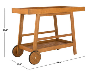 Safavieh RENZO Indoor/Outdoor Bar Cart – Stylish Eucalyptus Wood Serving Cart for Effortless Entertaining Natural PAT7032A