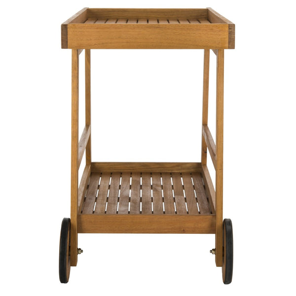 Safavieh RENZO Indoor/Outdoor Bar Cart – Stylish Eucalyptus Wood Serving Cart for Effortless Entertaining Natural PAT7032A
