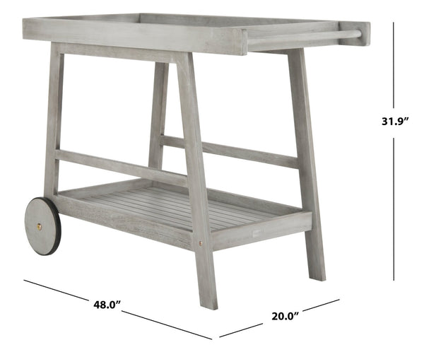 Safavieh RENZO Indoor/Outdoor Bar Cart – Stylish Eucalyptus Wood Serving Cart for Effortless Entertaining Grey PAT7032B