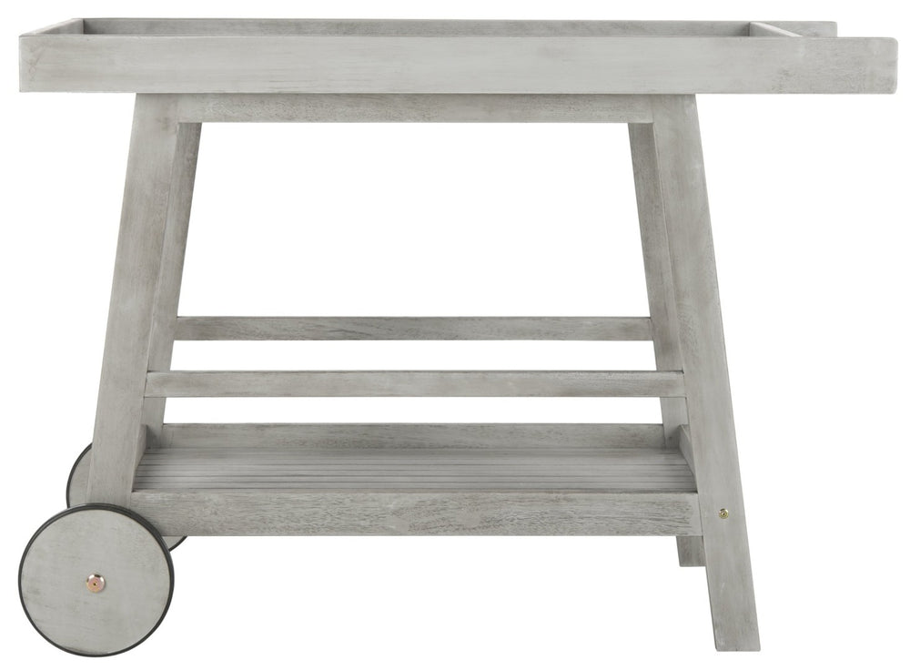 Safavieh RENZO Indoor/Outdoor Bar Cart – Stylish Eucalyptus Wood Serving Cart for Effortless Entertaining Grey PAT7032B