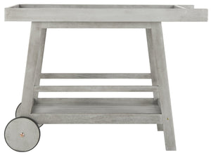 Safavieh RENZO Indoor/Outdoor Bar Cart – Stylish Eucalyptus Wood Serving Cart for Effortless Entertaining Grey PAT7032B