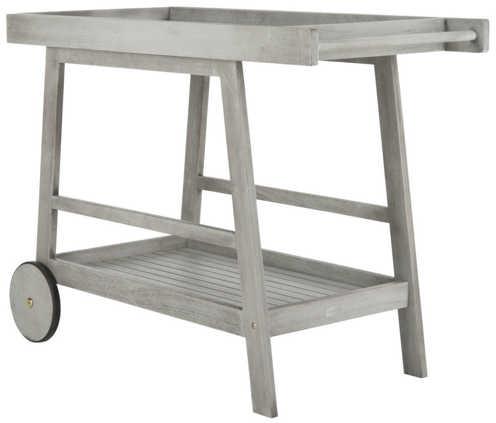 Safavieh RENZO Indoor/Outdoor Bar Cart – Stylish Eucalyptus Wood Serving Cart for Effortless Entertaining Grey PAT7032B