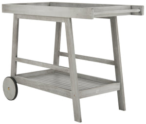 Safavieh RENZO Indoor/Outdoor Bar Cart – Stylish Eucalyptus Wood Serving Cart for Effortless Entertaining Grey PAT7032B