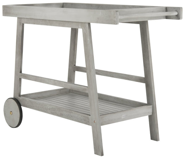 Safavieh RENZO Indoor/Outdoor Bar Cart – Stylish Eucalyptus Wood Serving Cart for Effortless Entertaining Grey PAT7032B