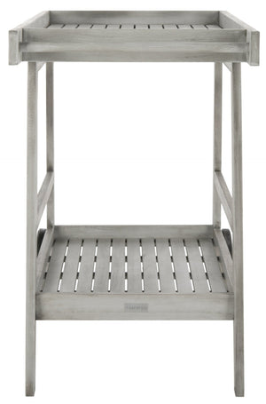 Safavieh RENZO Indoor/Outdoor Bar Cart – Stylish Eucalyptus Wood Serving Cart for Effortless Entertaining Grey PAT7032B