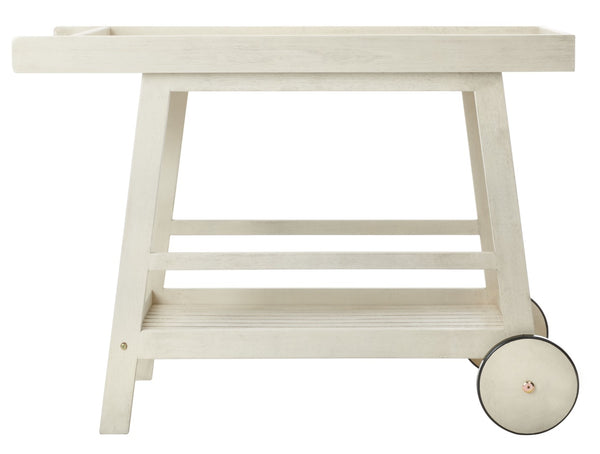 Safavieh RENZO Indoor/Outdoor Bar Cart – Stylish Eucalyptus Wood Serving Cart for Effortless Entertaining White PAT7032C