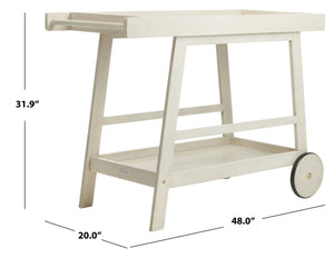 Safavieh RENZO Indoor/Outdoor Bar Cart – Stylish Eucalyptus Wood Serving Cart for Effortless Entertaining White PAT7032C