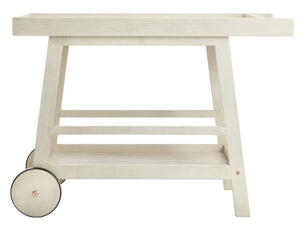 Safavieh RENZO Indoor/Outdoor Bar Cart – Stylish Eucalyptus Wood Serving Cart for Effortless Entertaining White PAT7032C