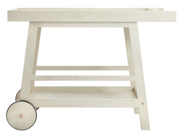 Safavieh RENZO Indoor/Outdoor Bar Cart – Stylish Eucalyptus Wood Serving Cart for Effortless Entertaining White PAT7032C