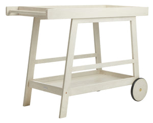 Safavieh RENZO Indoor/Outdoor Bar Cart – Stylish Eucalyptus Wood Serving Cart for Effortless Entertaining White PAT7032C