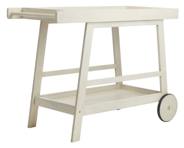 Safavieh RENZO Indoor/Outdoor Bar Cart – Stylish Eucalyptus Wood Serving Cart for Effortless Entertaining White PAT7032C