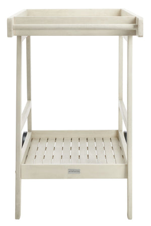 Safavieh RENZO Indoor/Outdoor Bar Cart – Stylish Eucalyptus Wood Serving Cart for Effortless Entertaining White PAT7032C