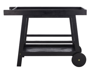 Safavieh RENZO Indoor/Outdoor Bar Cart – Stylish Eucalyptus Wood Serving Cart for Effortless Entertaining Black PAT7032D