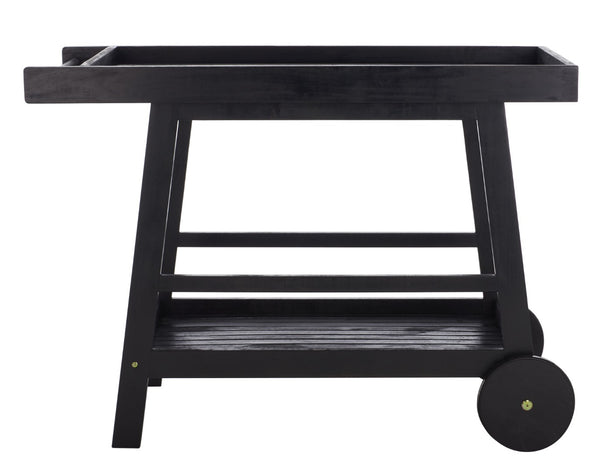 Safavieh RENZO Indoor/Outdoor Bar Cart – Stylish Eucalyptus Wood Serving Cart for Effortless Entertaining Black PAT7032D