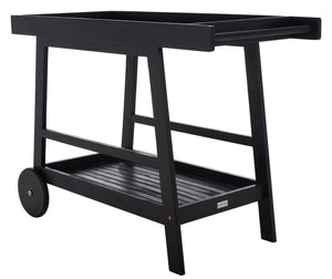 Safavieh RENZO Indoor/Outdoor Bar Cart – Stylish Eucalyptus Wood Serving Cart for Effortless Entertaining Black PAT7032D