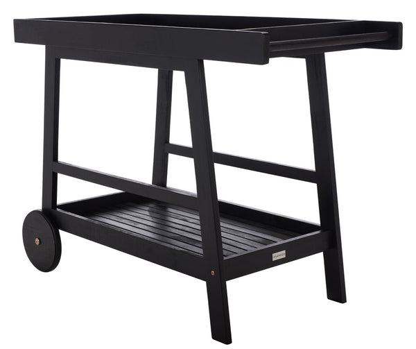 Safavieh RENZO Indoor/Outdoor Bar Cart – Stylish Eucalyptus Wood Serving Cart for Effortless Entertaining Black PAT7032D