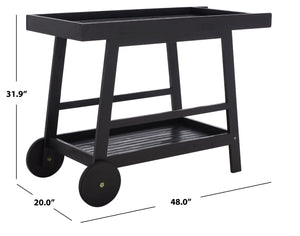 Safavieh RENZO Indoor/Outdoor Bar Cart – Stylish Eucalyptus Wood Serving Cart for Effortless Entertaining Black PAT7032D
