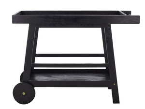 Safavieh RENZO Indoor/Outdoor Bar Cart – Stylish Eucalyptus Wood Serving Cart for Effortless Entertaining Black PAT7032D