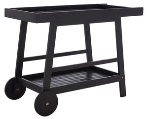 Safavieh RENZO Indoor/Outdoor Bar Cart – Stylish Eucalyptus Wood Serving Cart for Effortless Entertaining Black PAT7032D