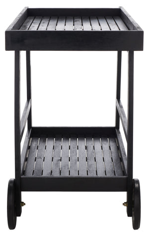Safavieh RENZO Indoor/Outdoor Bar Cart – Stylish Eucalyptus Wood Serving Cart for Effortless Entertaining Black PAT7032D