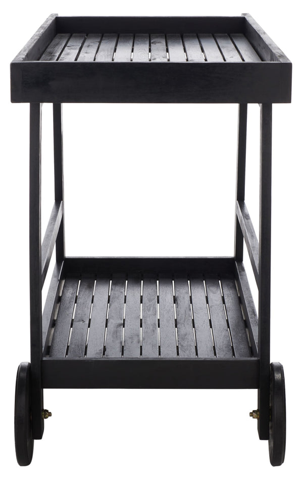 Safavieh RENZO Indoor/Outdoor Bar Cart – Stylish Eucalyptus Wood Serving Cart for Effortless Entertaining Black PAT7032D