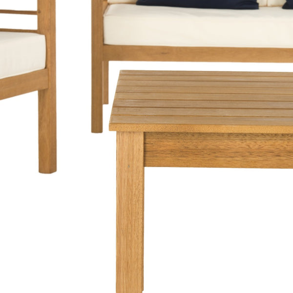 Safavieh ALDA Contemporary 4-Piece Outdoor Furniture Set for Stylish Patio Living and Relaxation Comfort Natural / Bge + Solid Plw PAT7033A