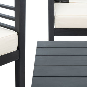 Safavieh ALDA Contemporary 4-Piece Outdoor Furniture Set for Stylish Patio Living and Relaxation Comfort Black / Bge + Bolster P PAT7033G