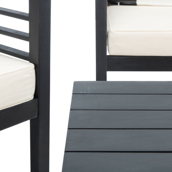 Safavieh ALDA Contemporary 4-Piece Outdoor Furniture Set for Stylish Patio Living and Relaxation Comfort Black / Bge + Bolster P PAT7033G