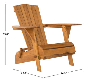Safavieh Breetel Adirondack Chairs - Set Of 2 For Outdoor Relaxation And Comfort In Any Setting Natural Wood Pat7034a
