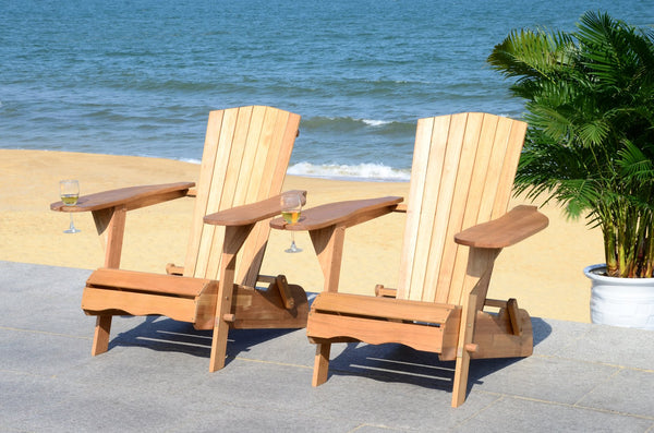 Safavieh Breetel Adirondack Chairs - Set Of 2 For Outdoor Relaxation And Comfort In Any Setting Natural Wood Pat7034a