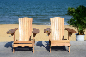 Safavieh Breetel Adirondack Chairs - Set Of 2 For Outdoor Relaxation And Comfort In Any Setting Natural Wood Pat7034a