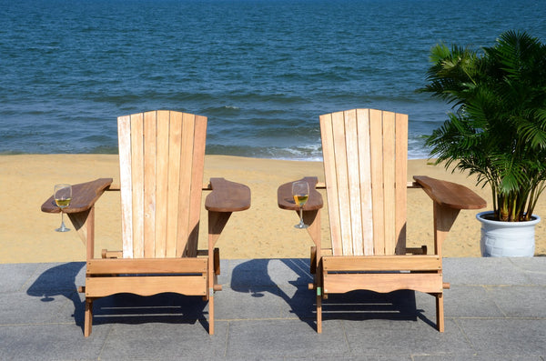 Safavieh Breetel Adirondack Chairs - Set Of 2 For Outdoor Relaxation And Comfort In Any Setting Natural Wood Pat7034a