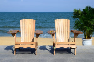 Safavieh Breetel Adirondack Chairs - Set Of 2 For Outdoor Relaxation And Comfort In Any Setting Natural Wood Pat7034a