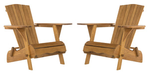 Safavieh Breetel Adirondack Chairs - Set Of 2 For Outdoor Relaxation And Comfort In Any Setting Natural Wood Pat7034a