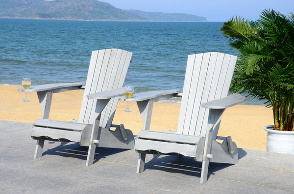 Safavieh Breetel Adirondack Chairs - Set Of 2 For Outdoor Relaxation And Comfort In Any Setting Grey Wood Pat7034b