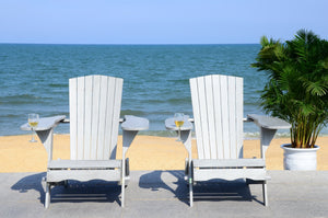 Safavieh Breetel Adirondack Chairs - Set Of 2 For Outdoor Relaxation And Comfort In Any Setting Grey Wood Pat7034b