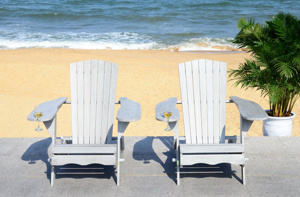 Safavieh Breetel Adirondack Chairs - Set Of 2 For Outdoor Relaxation And Comfort In Any Setting Grey Wood Pat7034b