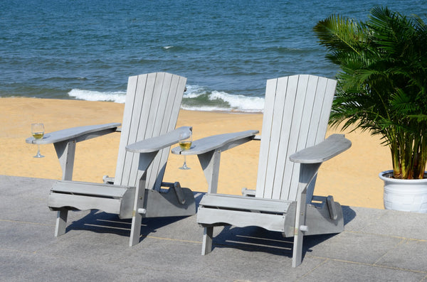 Safavieh Breetel Adirondack Chairs - Set Of 2 For Outdoor Relaxation And Comfort In Any Setting Grey Wood Pat7034b