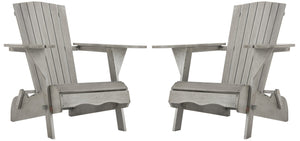 Safavieh Breetel Adirondack Chairs - Set Of 2 For Outdoor Relaxation And Comfort In Any Setting Grey Wood Pat7034b