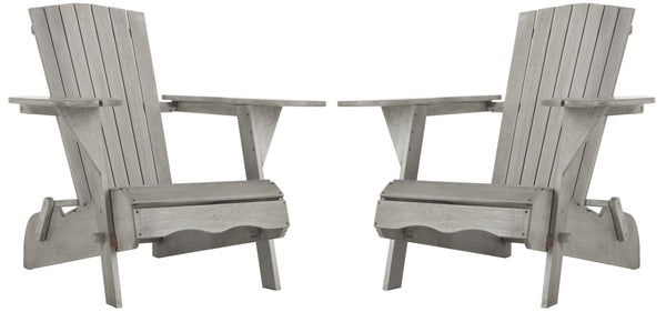 Safavieh Breetel Adirondack Chairs - Set Of 2 For Outdoor Relaxation And Comfort In Any Setting Grey Wood Pat7034b