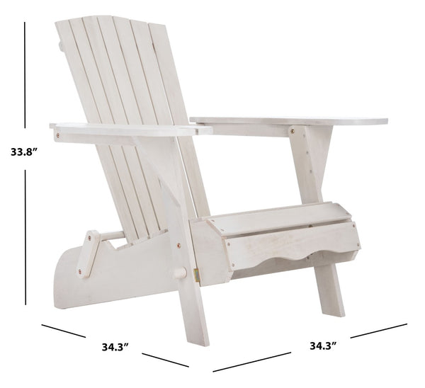 Safavieh BREETEL Adirondack Chairs Set for Two – Durable Eucalyptus Wood for Stylish Outdoor Comfort White PAT7034C-SET2