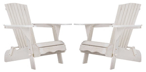Safavieh BREETEL Adirondack Chairs Set for Two – Durable Eucalyptus Wood for Stylish Outdoor Comfort White PAT7034C-SET2