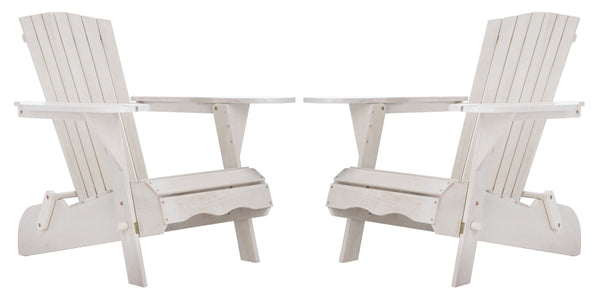 Safavieh BREETEL Adirondack Chairs Set for Two – Durable Eucalyptus Wood for Stylish Outdoor Comfort White PAT7034C-SET2