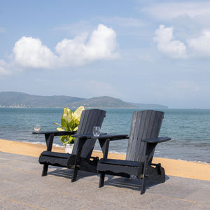Safavieh BREETEL Adirondack Chairs Set for Two – Durable Eucalyptus Wood for Stylish Outdoor Comfort Black PAT7034D-SET2