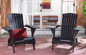Safavieh BREETEL Adirondack Chairs Set for Two – Durable Eucalyptus Wood for Stylish Outdoor Comfort Black PAT7034D-SET2